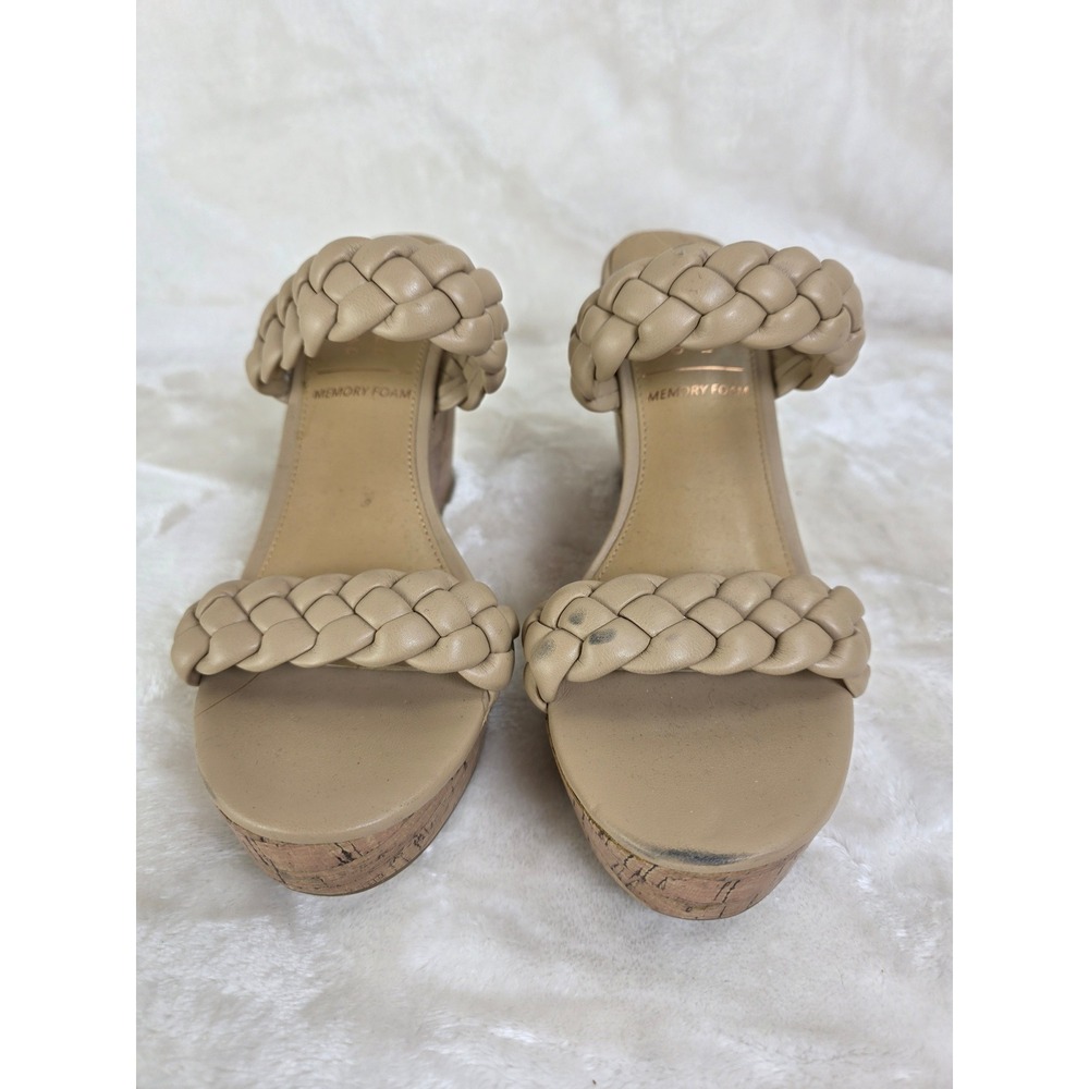 LC Lauren Conrad Braided Wedge Sandals Tan Memory Foam Comfort Women's 7.5